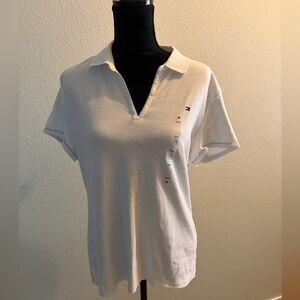Tommy Hilfiger Women's Cream Short Sleeve Polo Size XL NWT
